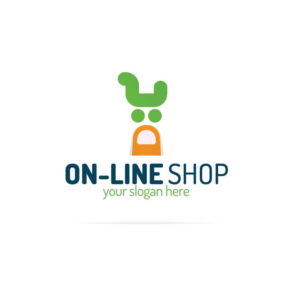 On line shop logo consisting of shopping cart vector