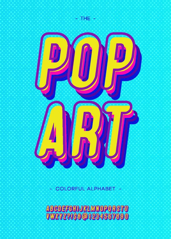 vector pop art alfabeto tipografía moderna estilo sans serif