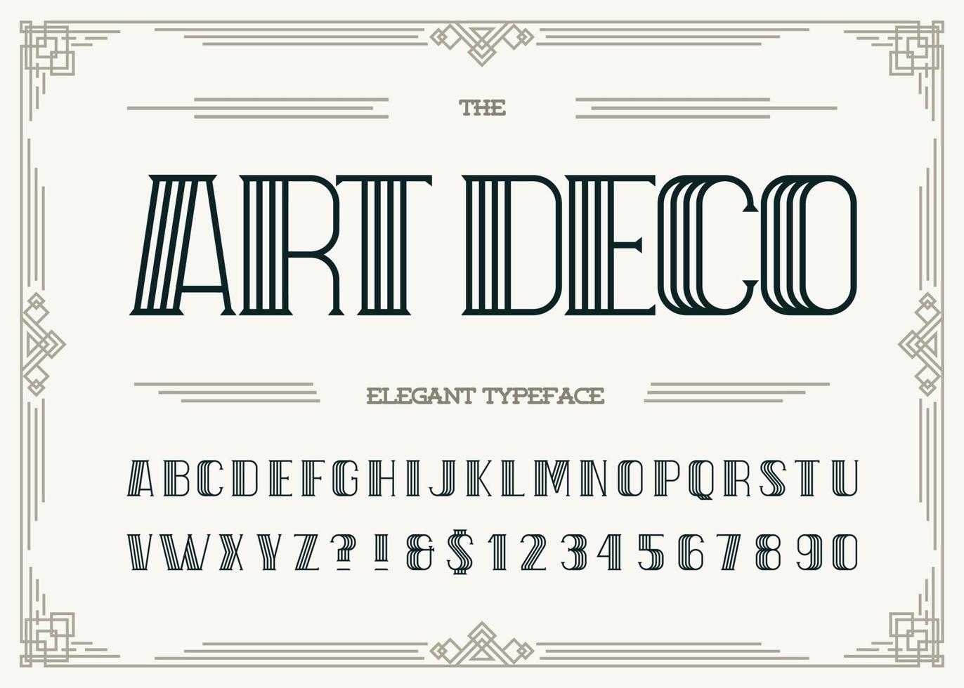 Art deco elegant typeface. vector
