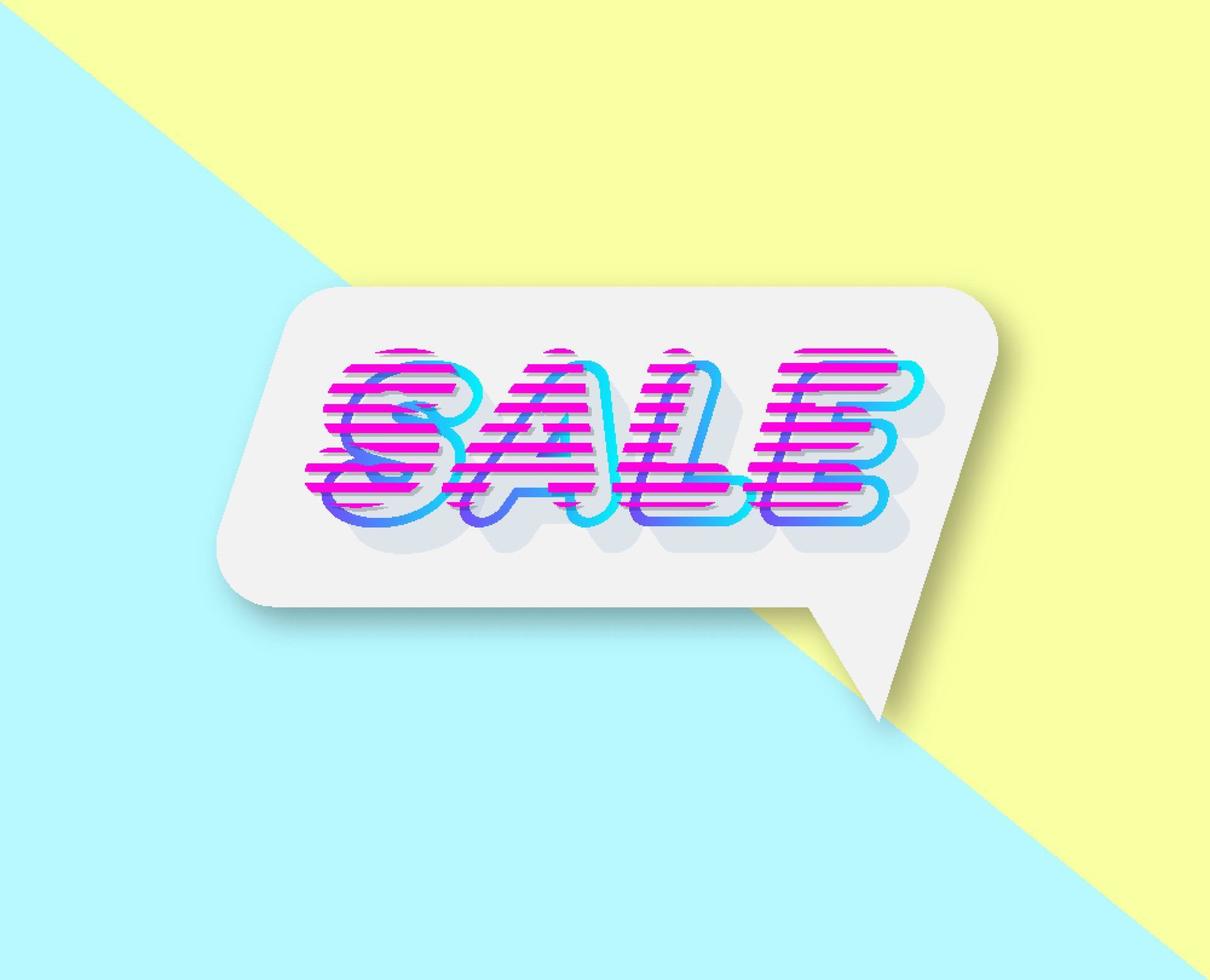 Vector sale tag on blue yellow cute color background for promotion