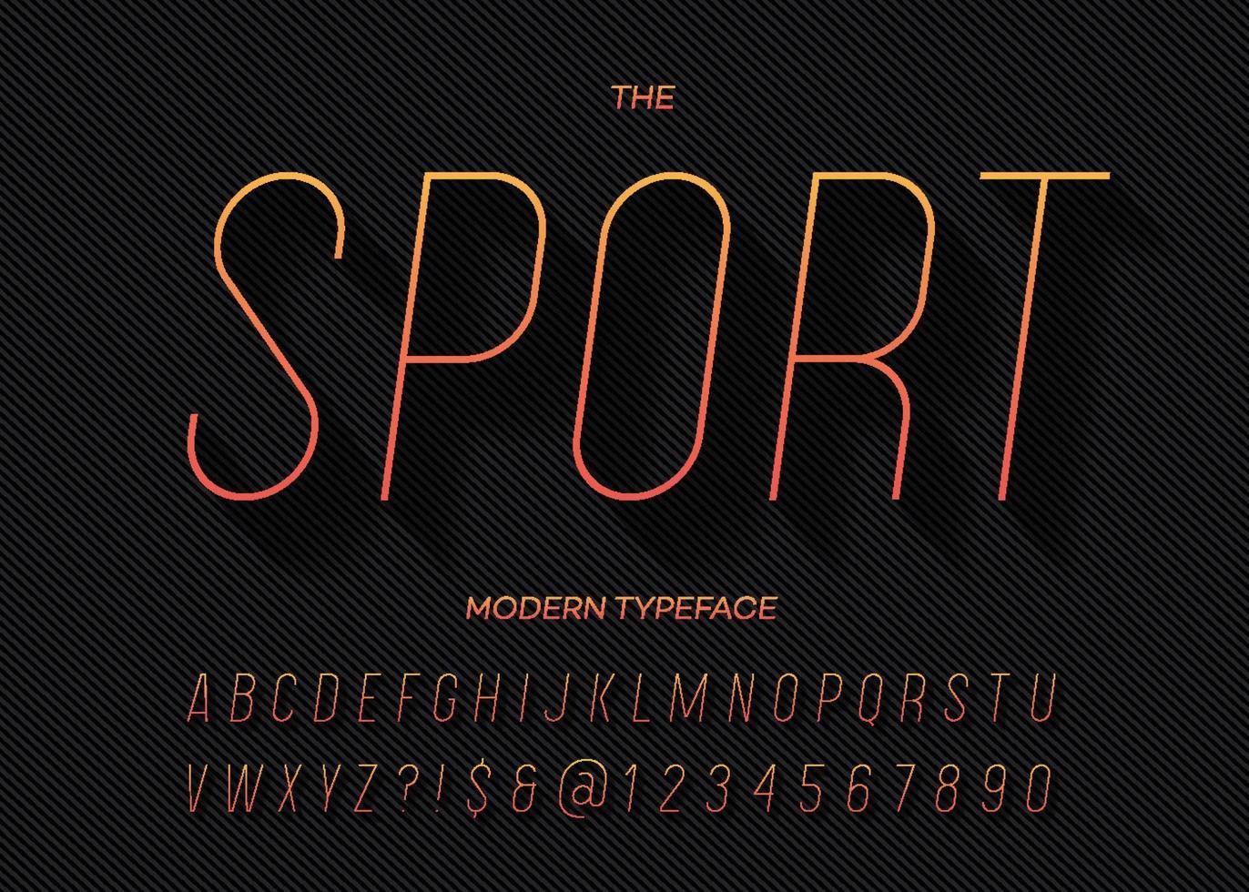 Sport dynamic slanted alphabet thin gradient color style vector