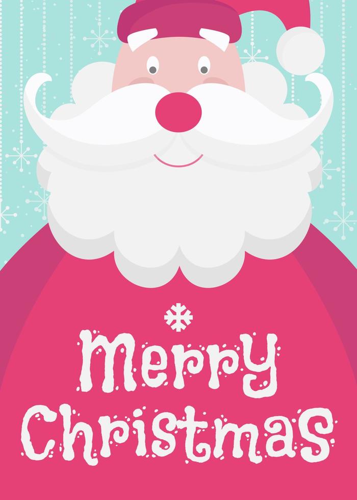 Christmas greeting card with cute santa claus and sign Merry Christmas vector