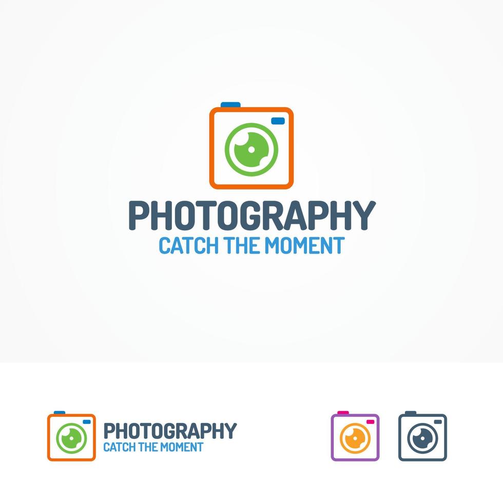 logotipo de fotografía con cámara fotográfica en color vector