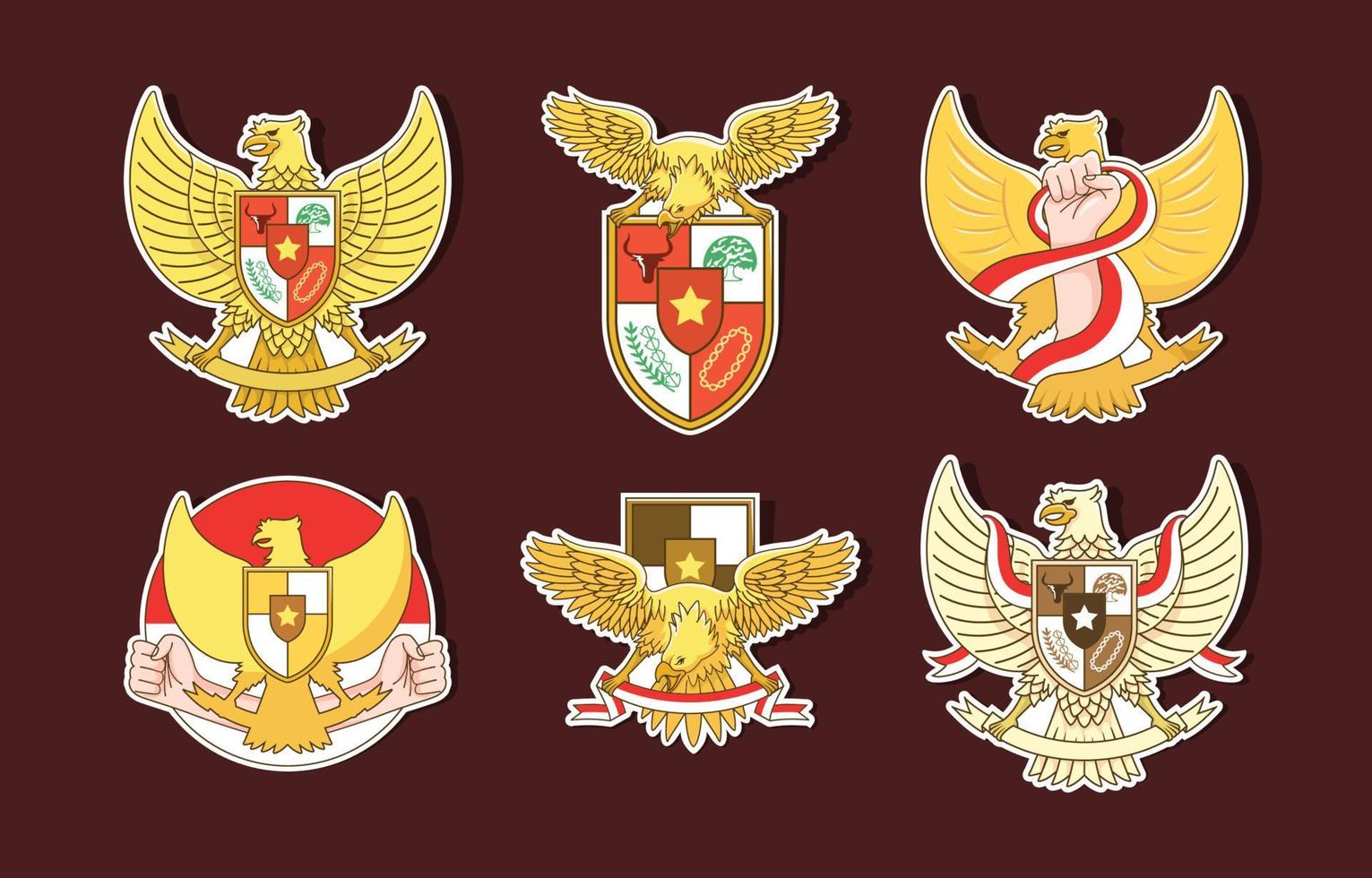 Set of Garuda Pancasila Stickers vector