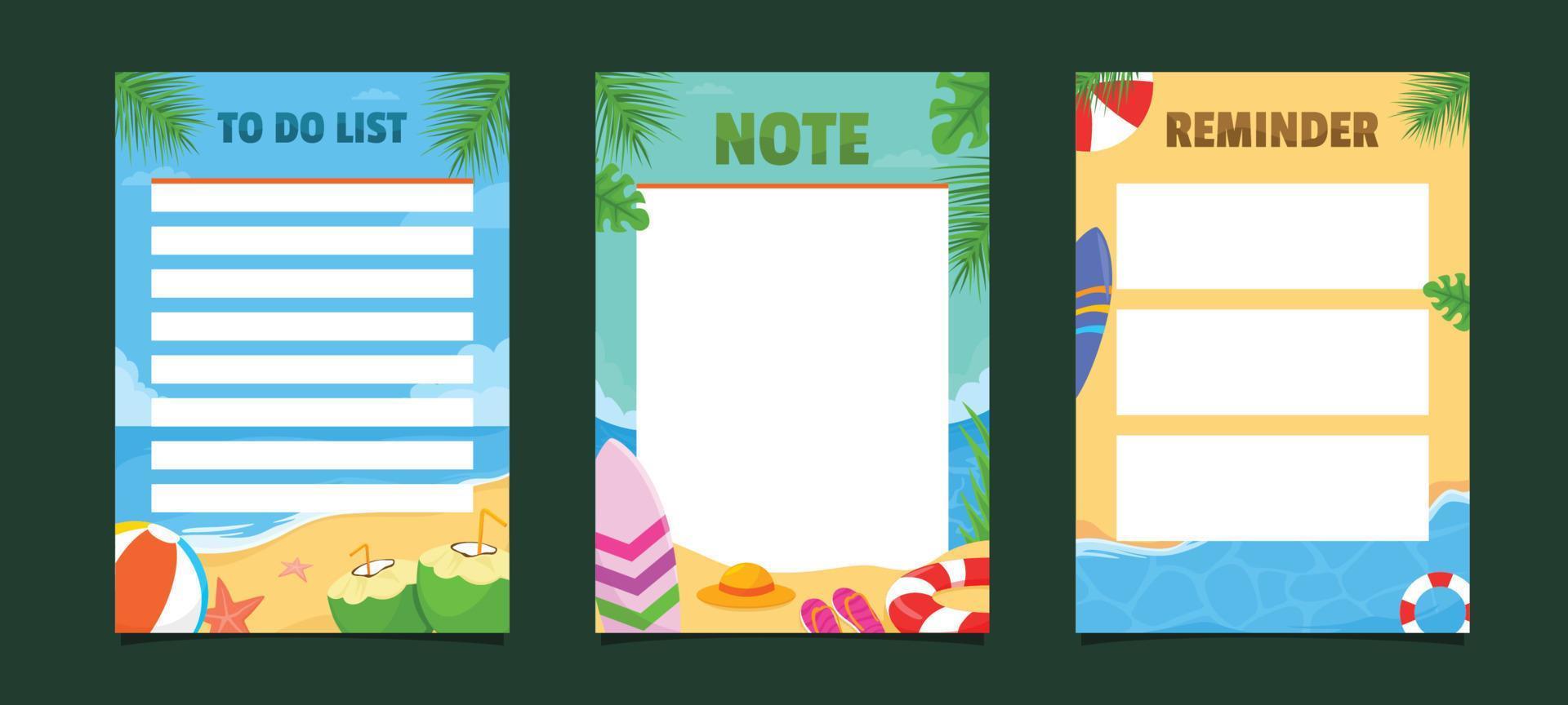 Summer Holiday Journal Template vector