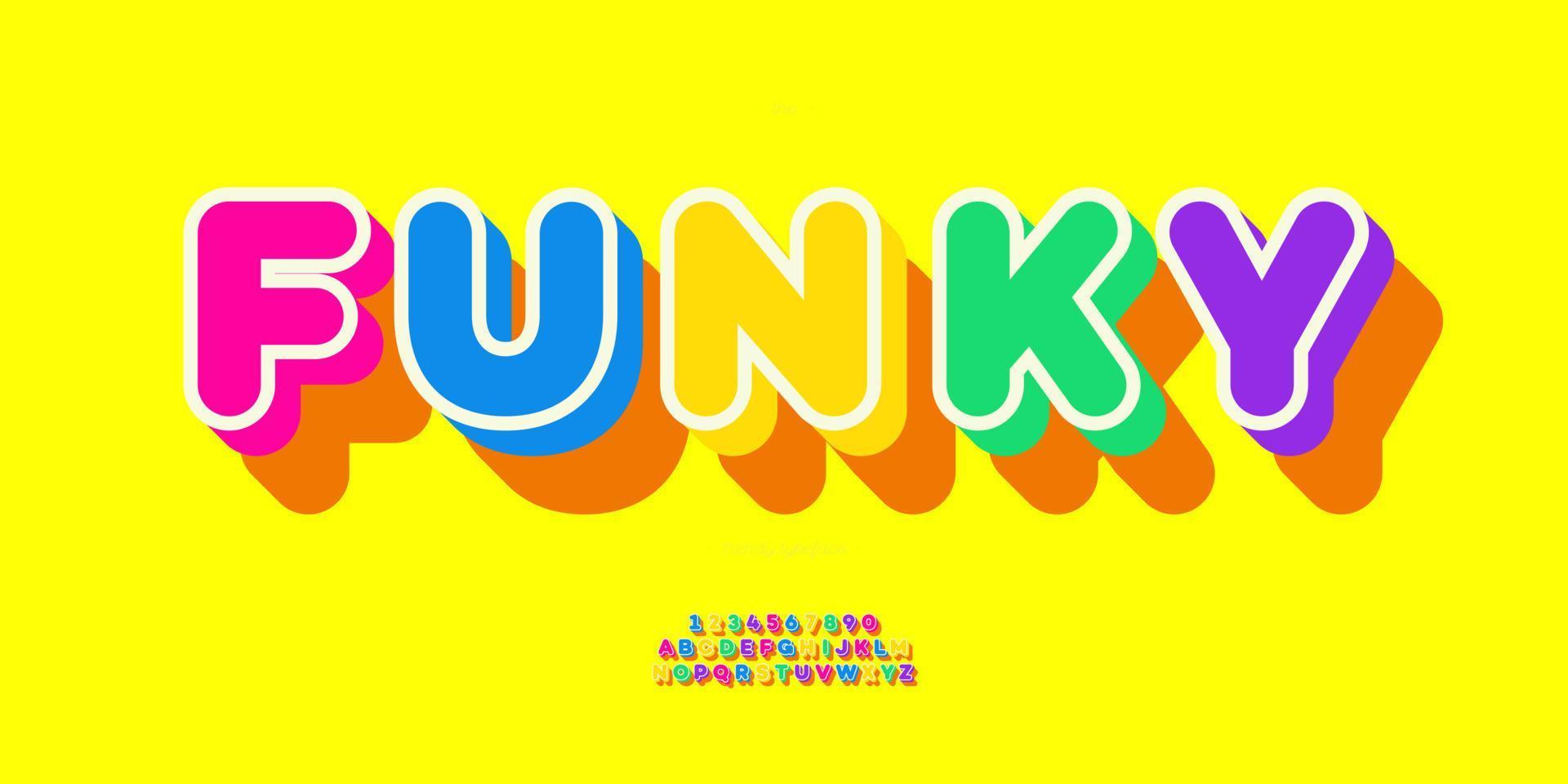 Vector funky font 3d bold style