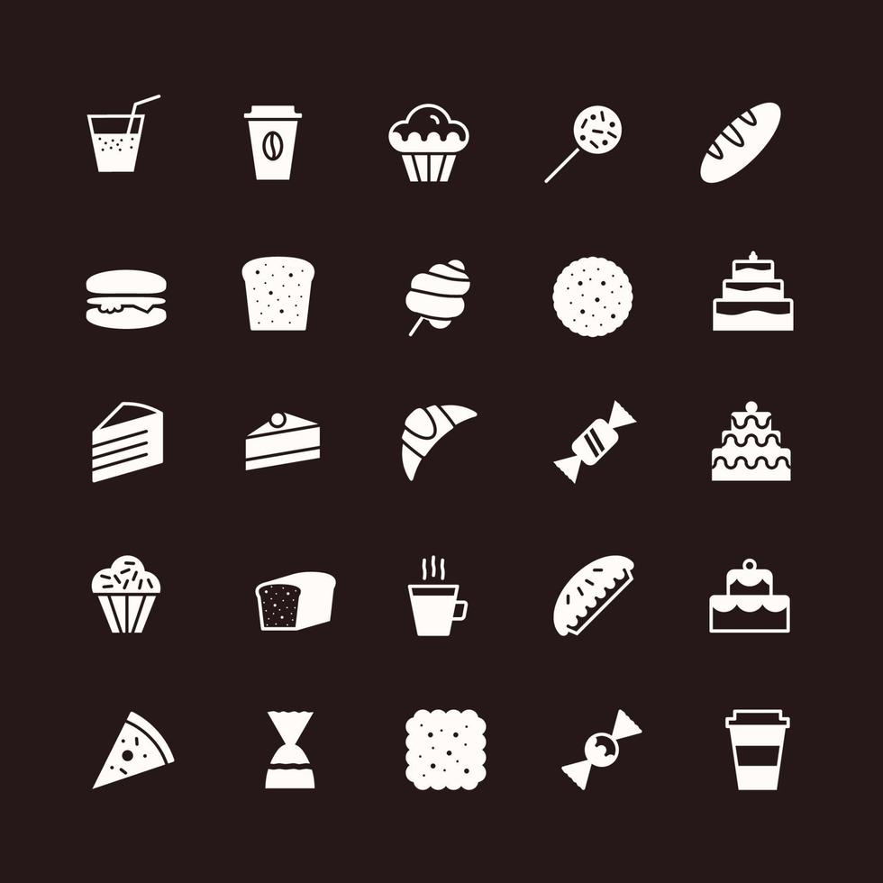 conjunto de iconos de dibujo a mano vectorial de estilo plano de panadería vector