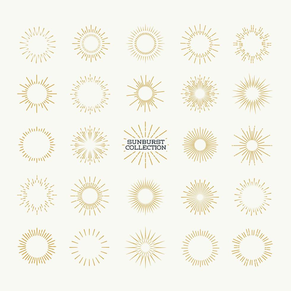 Sunburst vector set gold style