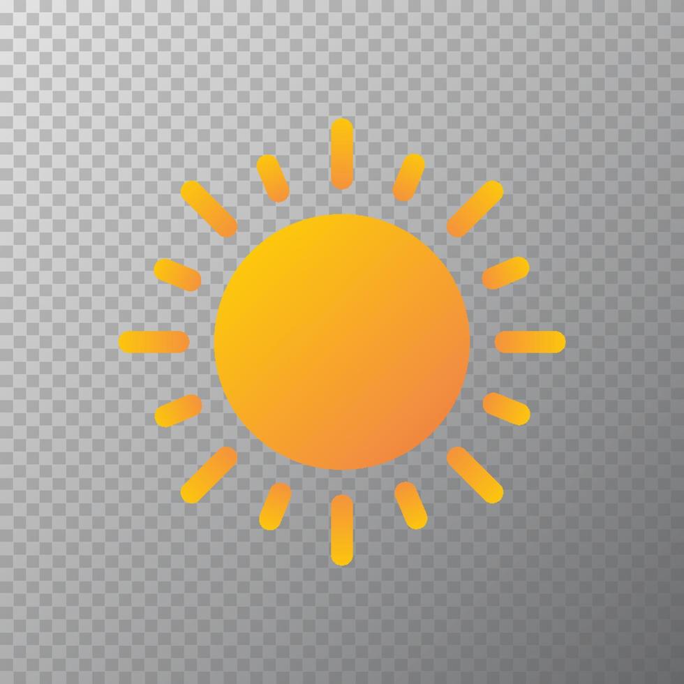 Summer sun icon full color style on transparent background for nature logotype vector