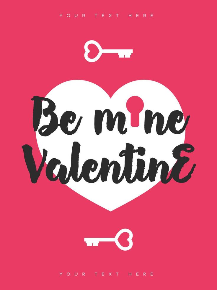 Valentines day card with sign be mine valentine and heart on red background for banner sale vector