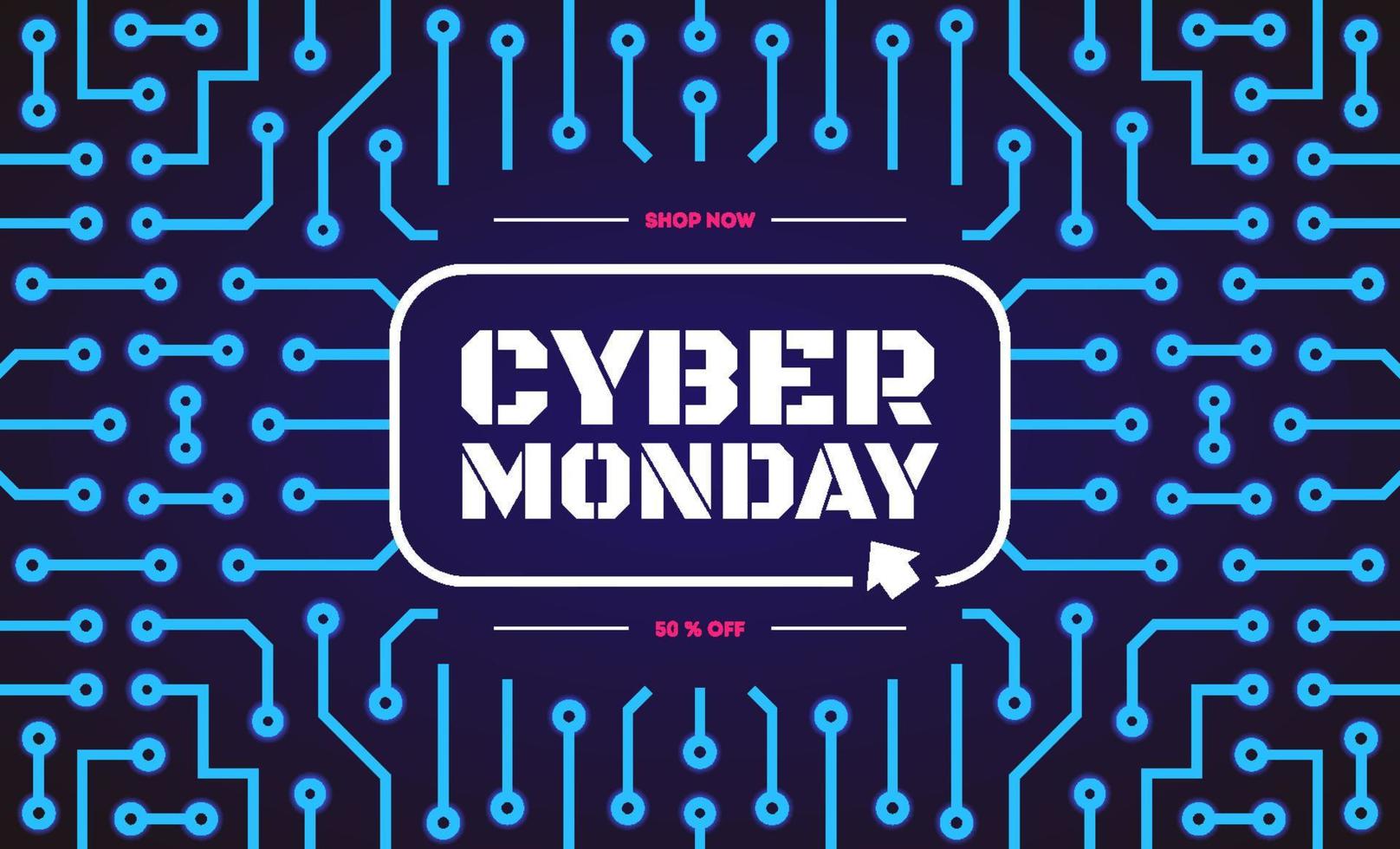 Cyber monday sale banner with electric background vector