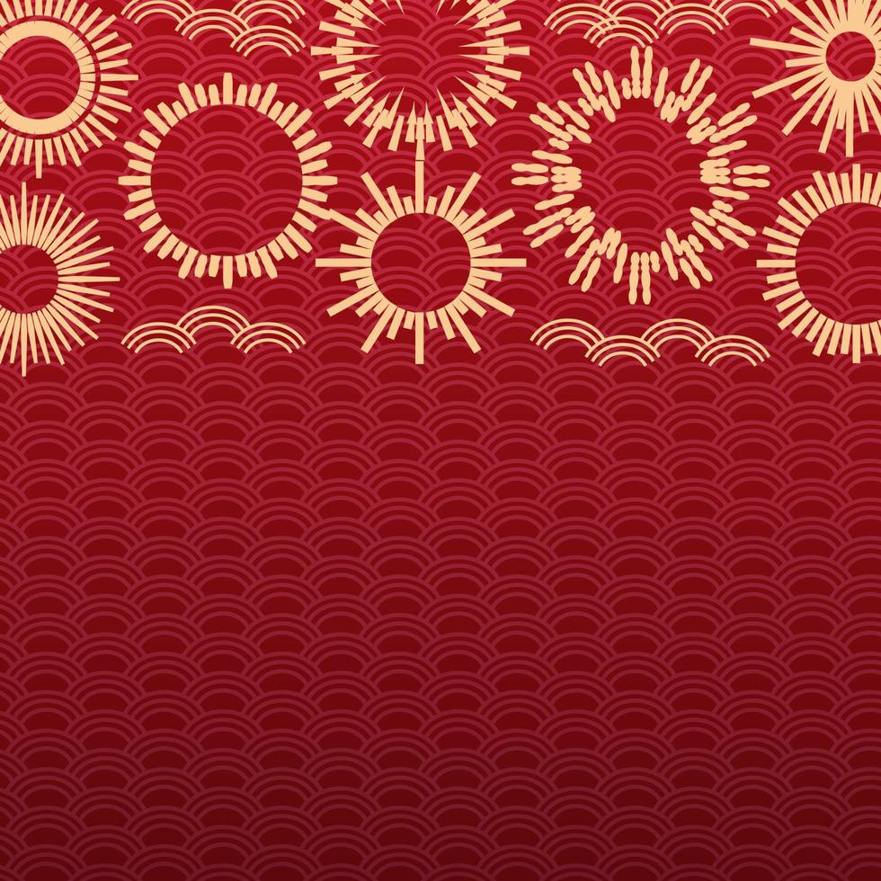 Chinese New Year background with gold fireworks vector