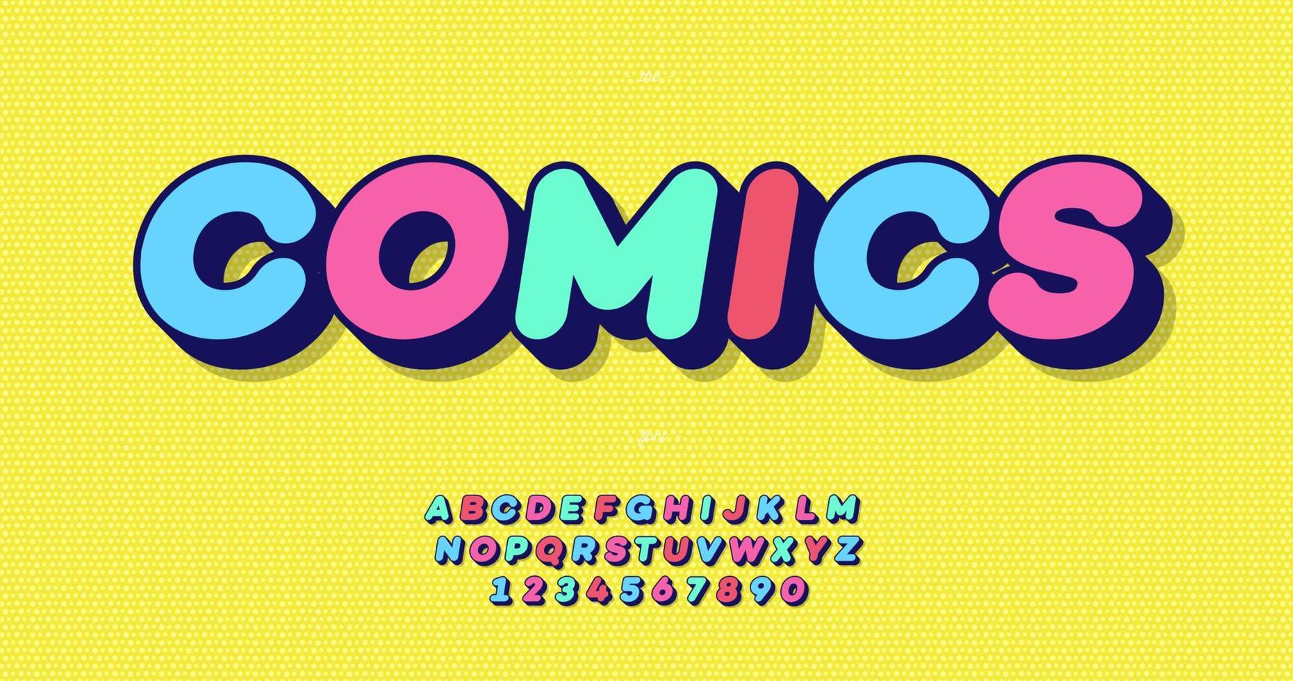 Vector comics 3d bold font colorful style