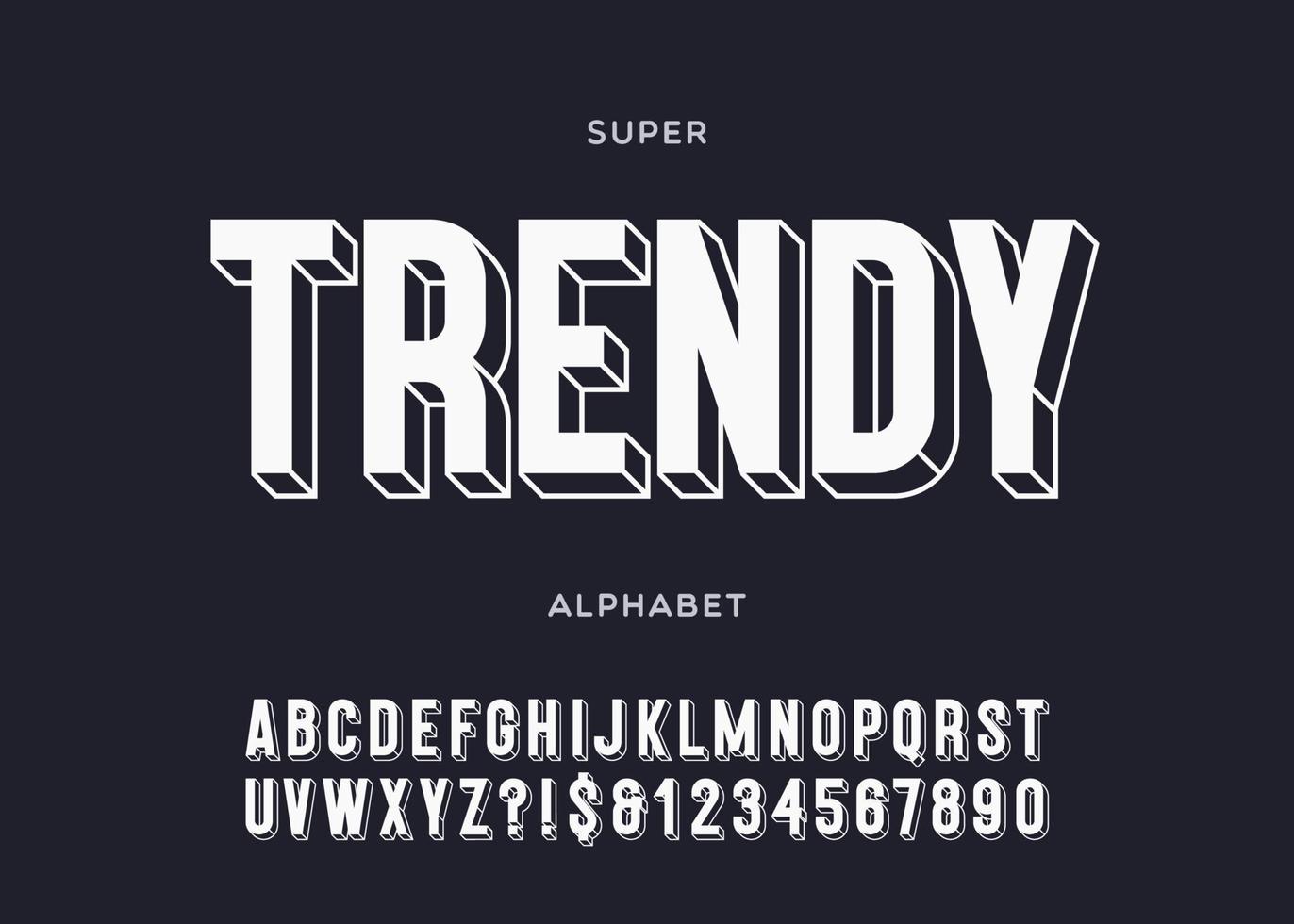 Vector trendy alphabet 3d bold typography sans serif style