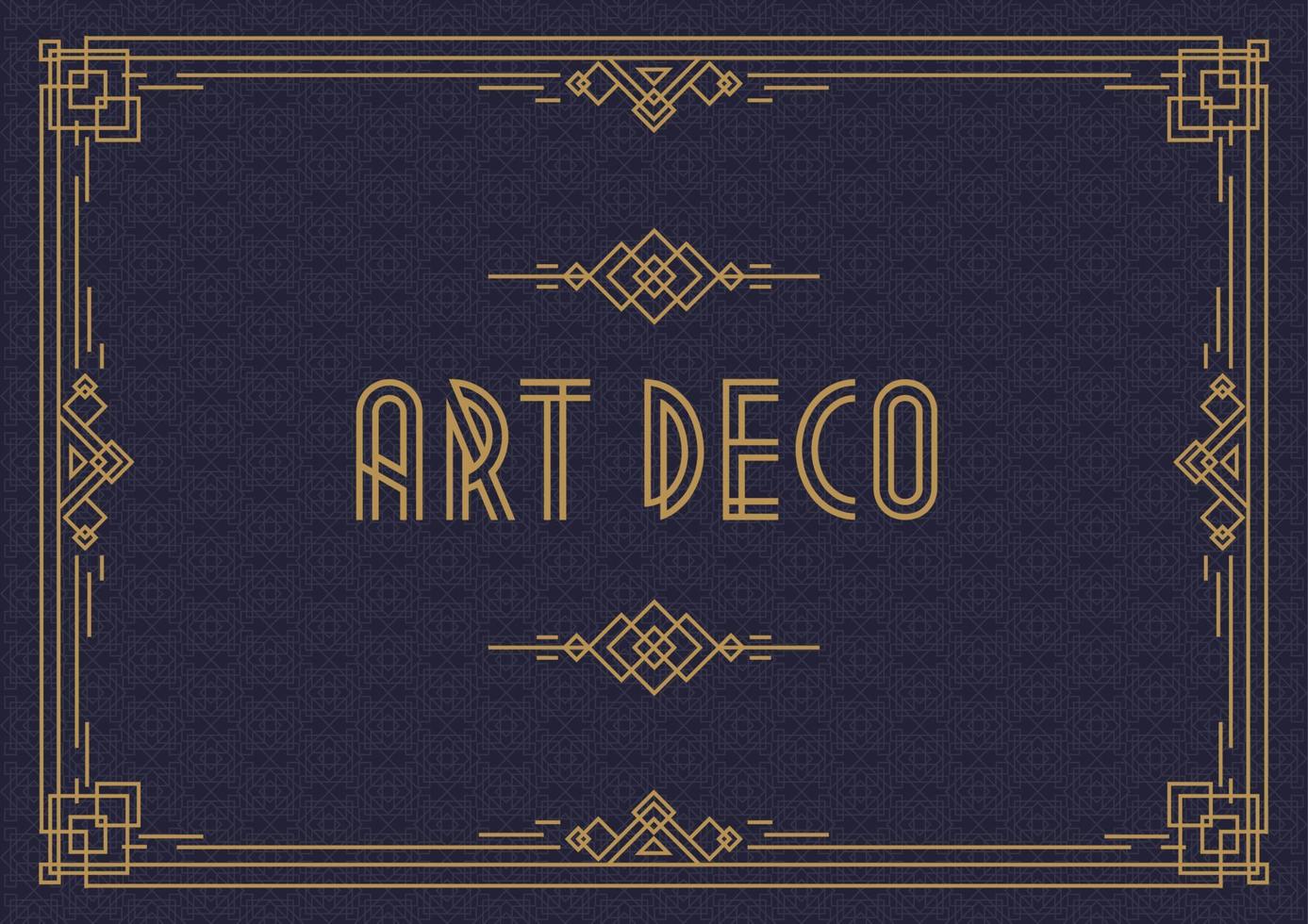 Wedding invitation card template horizontal art deco style with frame gold color vector