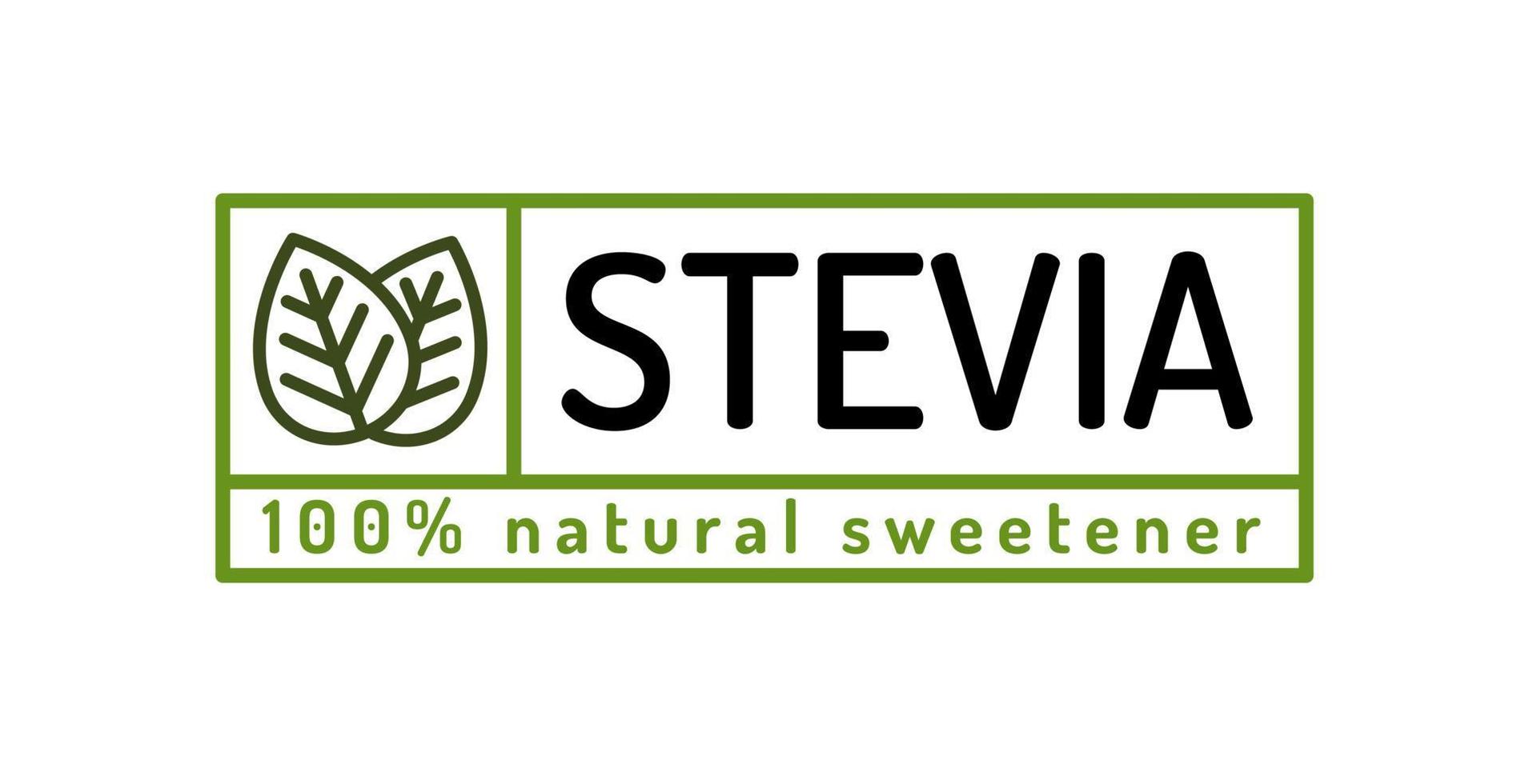 Stevia leaves badge natural sweetener substitute line style vector