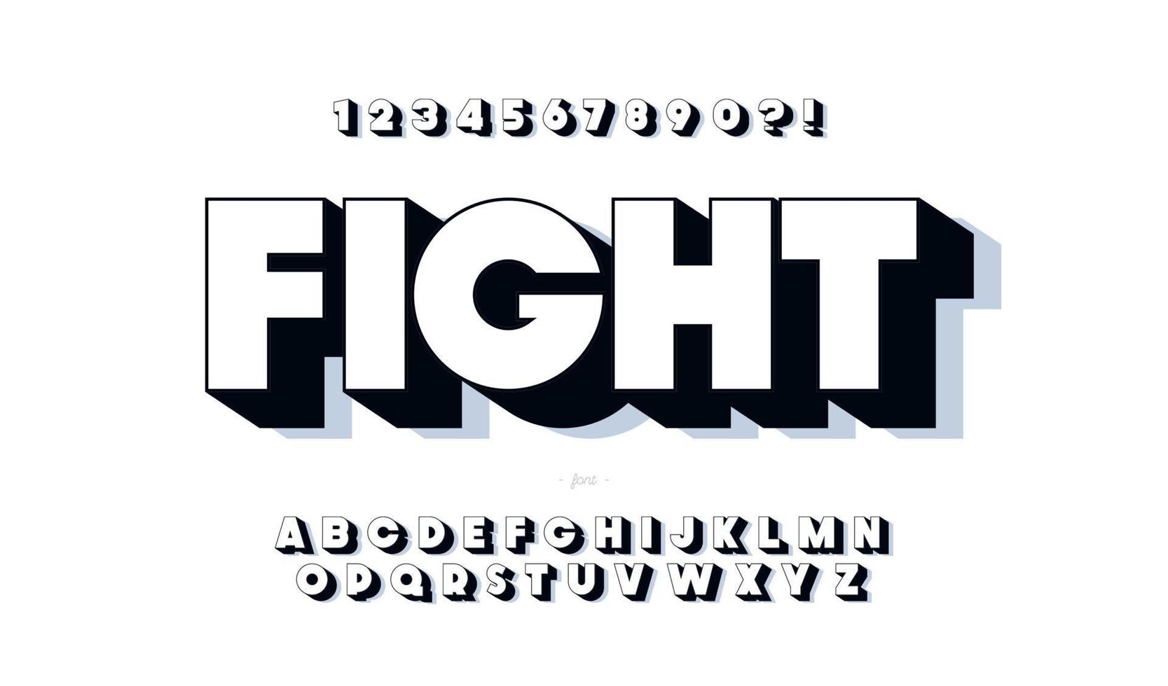 Bold font 3d black white style vector