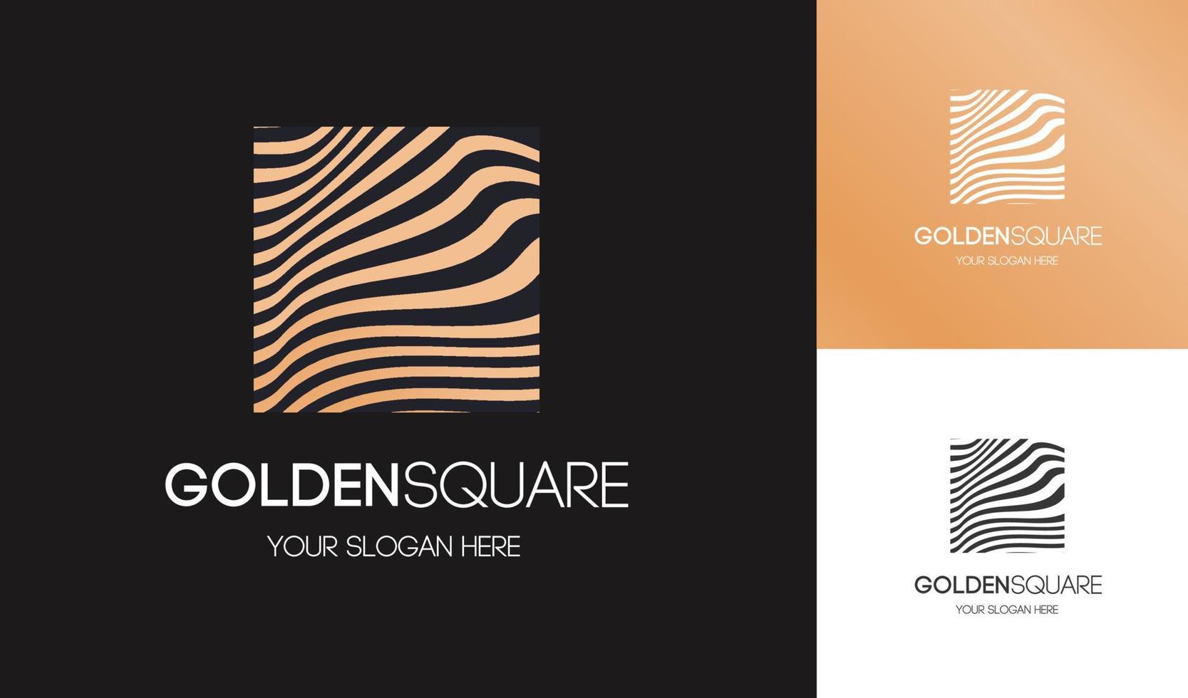 Vector golden linear logo square shape