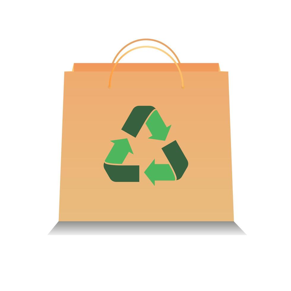 bolsa de papel ecológica vectorial con símbolo de reciclaje vector