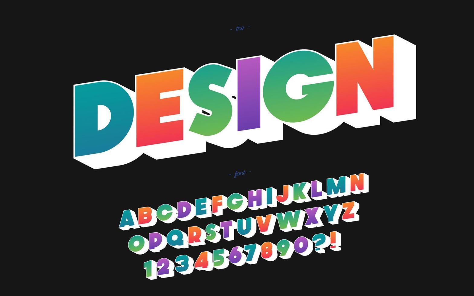 Design font 3d bold style for banner vector
