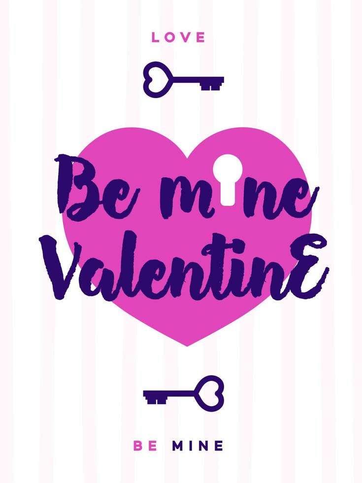 Valentines day greeting card with sign be mine valentine on lovely cute background vector