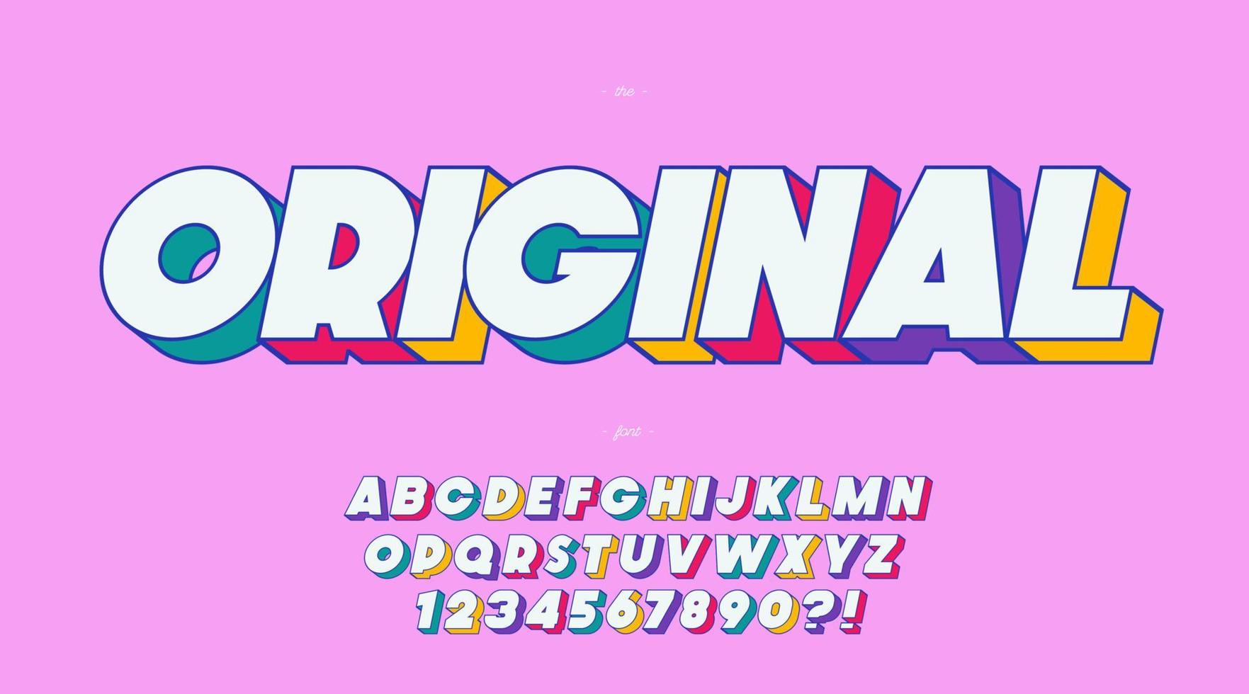 Vector original font 3d bold color style