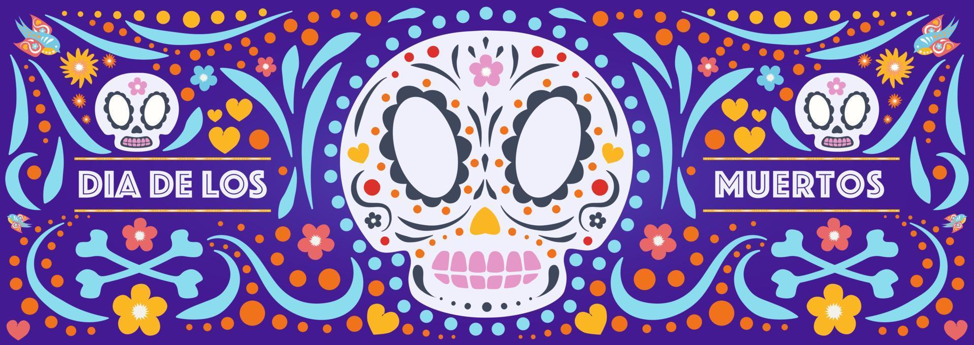 ilustración de estilo colorido de dibujos animados de dia de los muertos vector