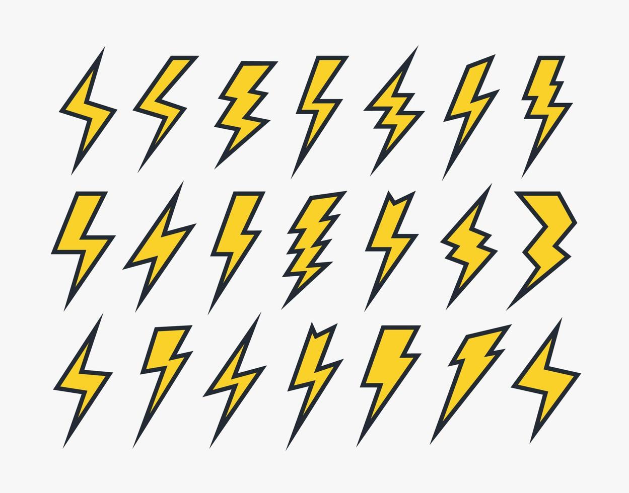 Set of lightning vector icons flat style
