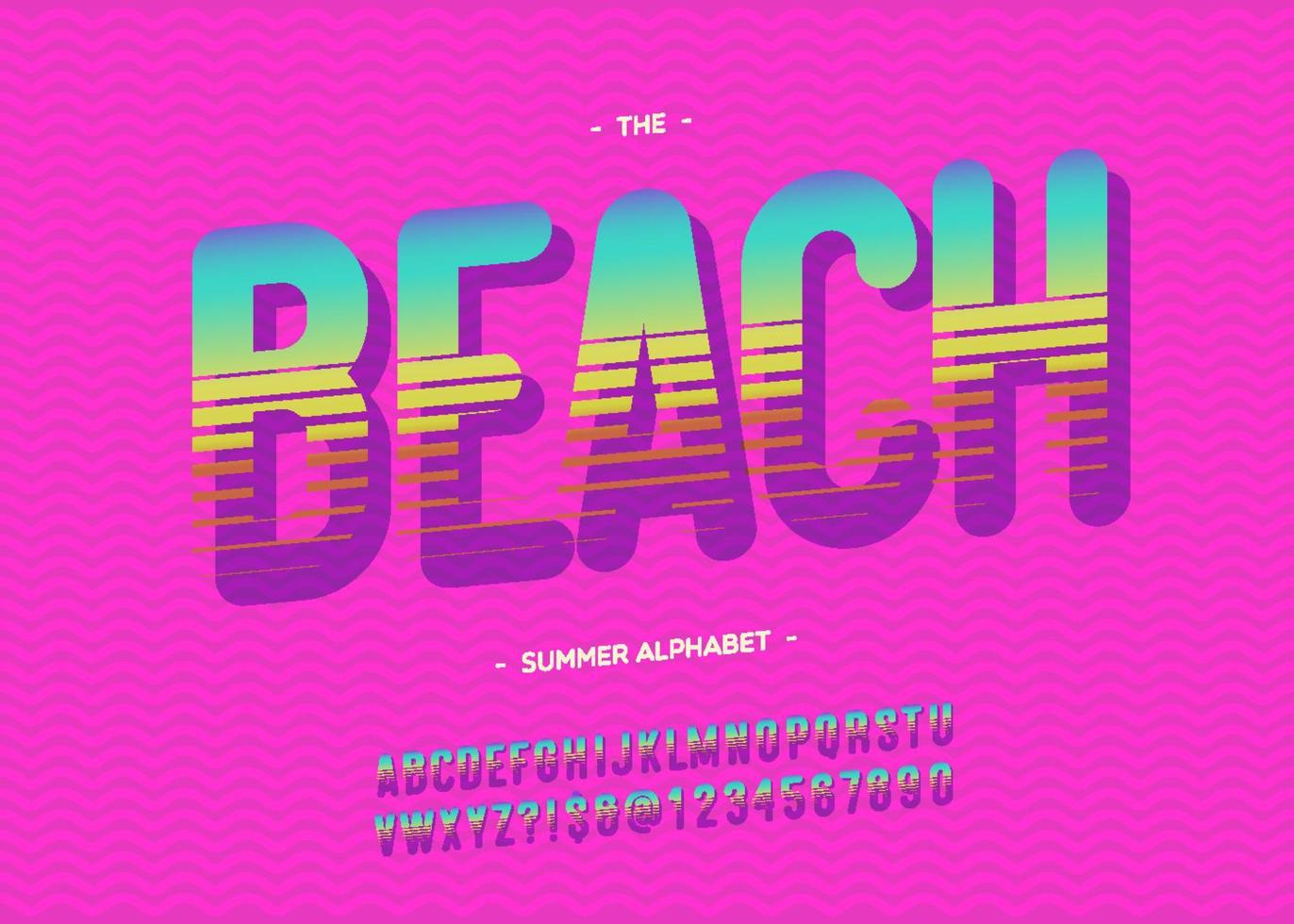 Beach vector font 3d bold style trendy typography