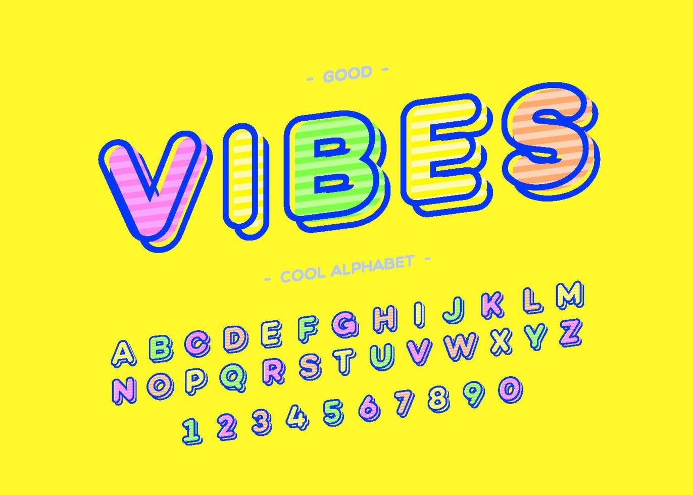 Vibes cool alphabet modern typography vector