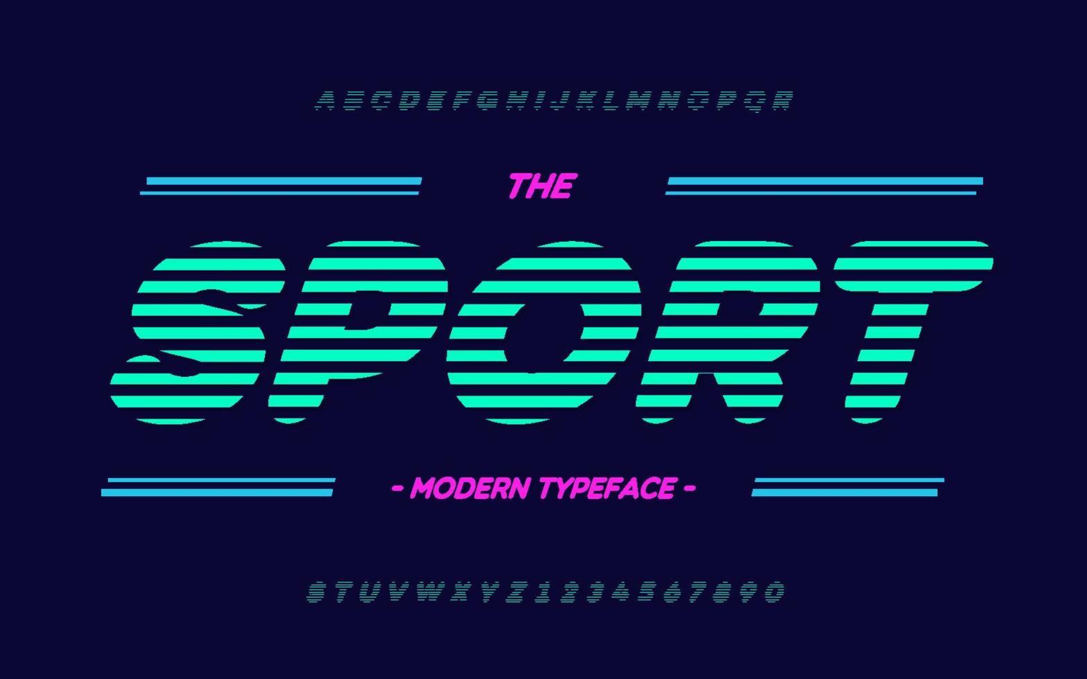 tipografía de tendencia de tipo de letra de deporte vectorial. estilo colorido moderno de fuente para camiseta vector