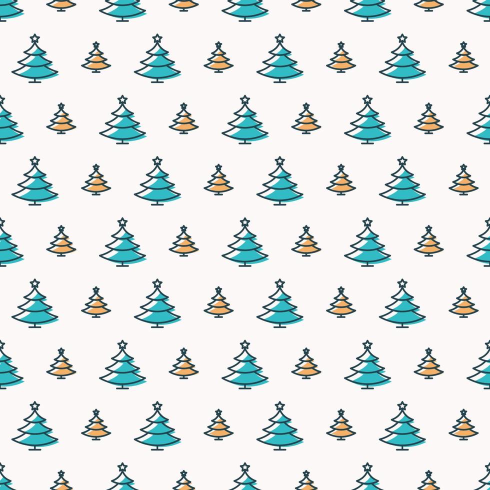 Christmas tree seamless pattern color scandinavian style on white background vector