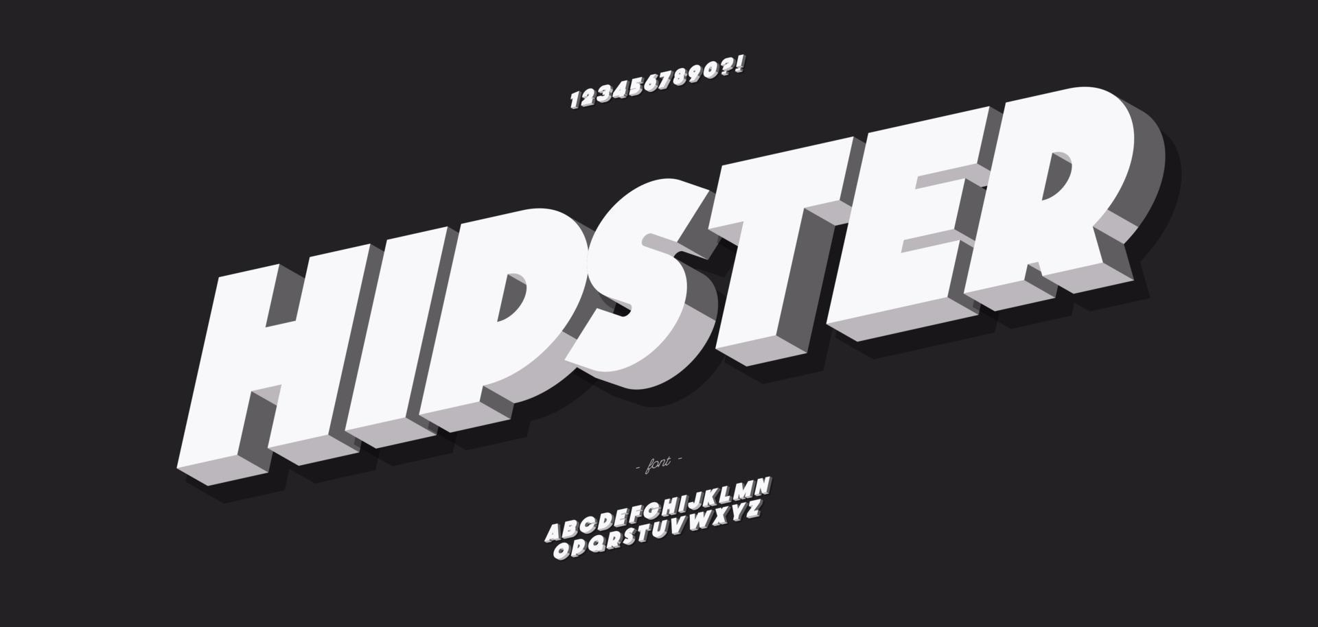 Vector hipster 3d bold font