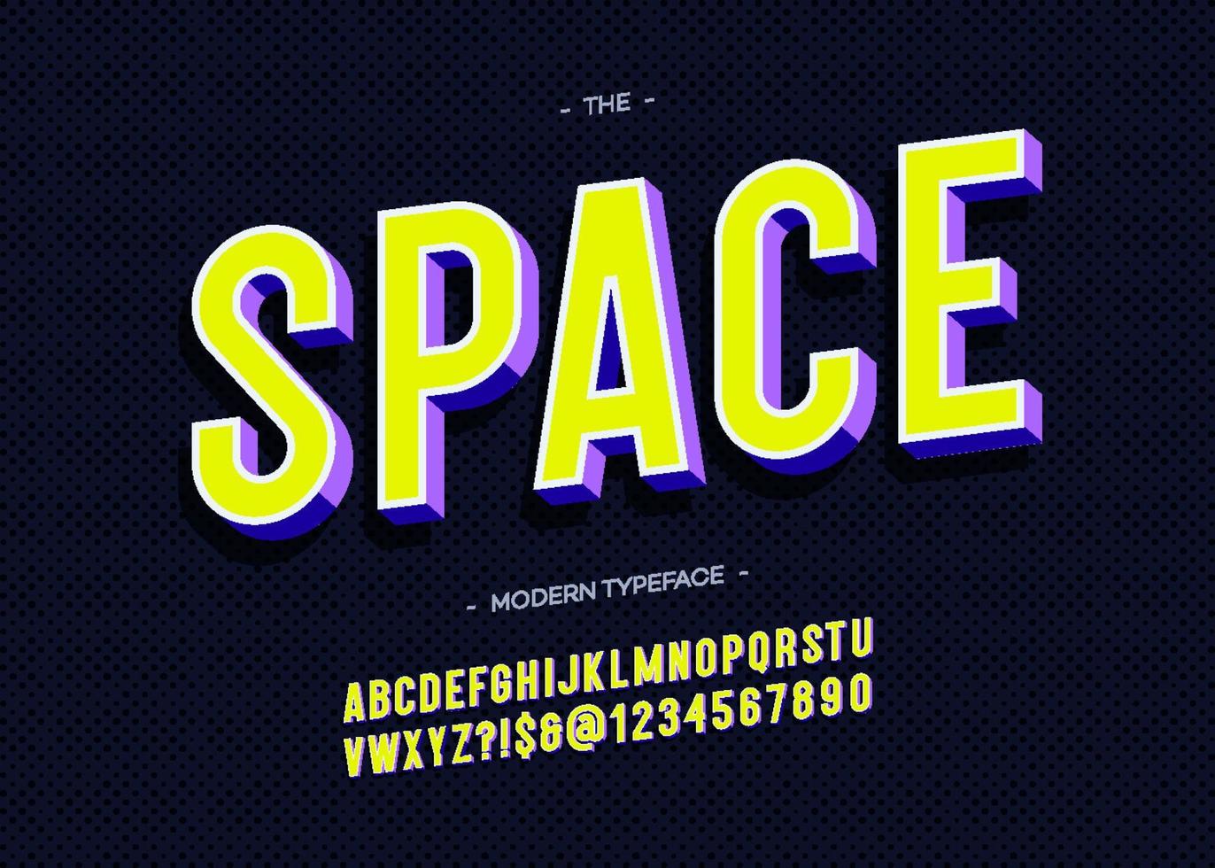 Vector space typeface 3d bold typography colorful style