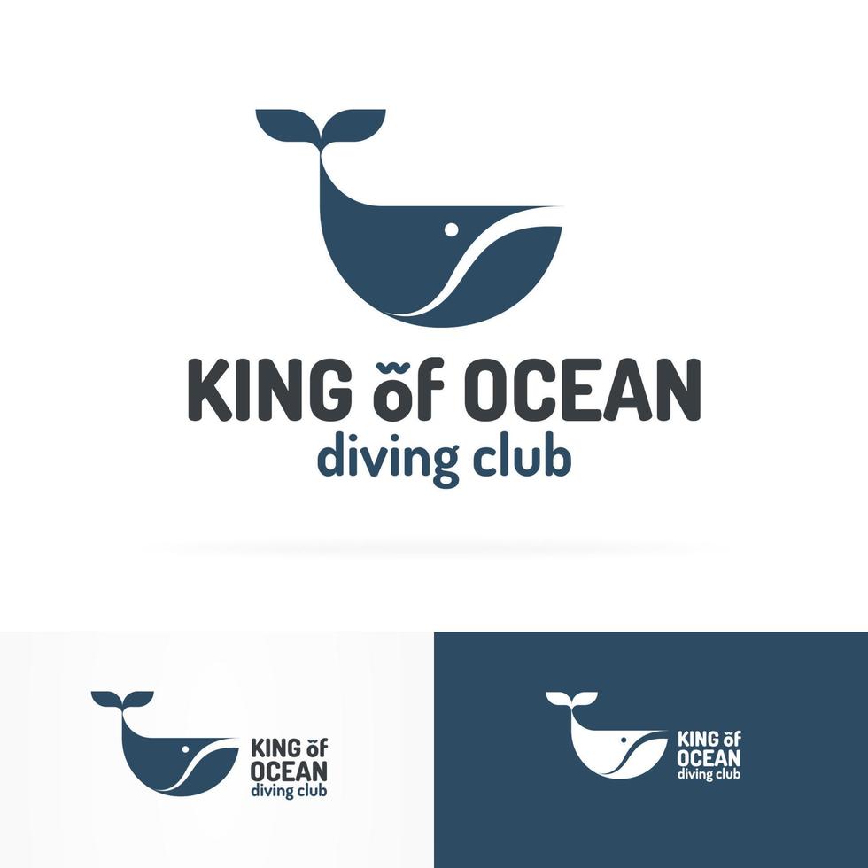 Whale emblem set blue color flat style isolated on white background for use diving club vector