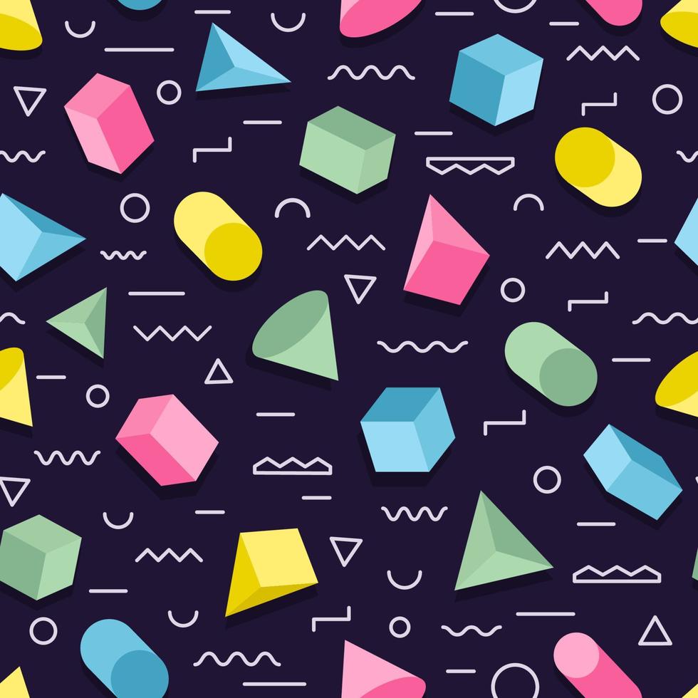 Memhpis geometric pattern seamless with different color geometric shapes vector