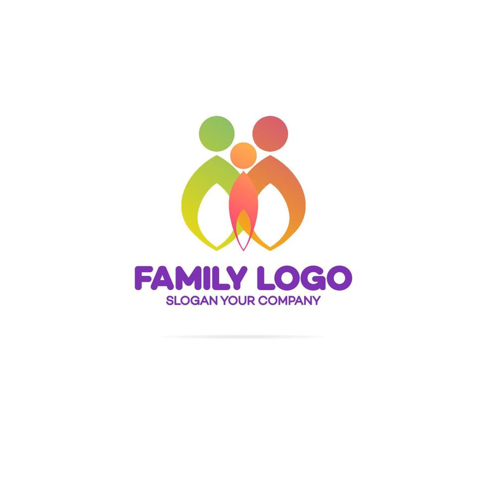 logotipo familiar que consiste en figuras simples papá, mamá e hijo vector