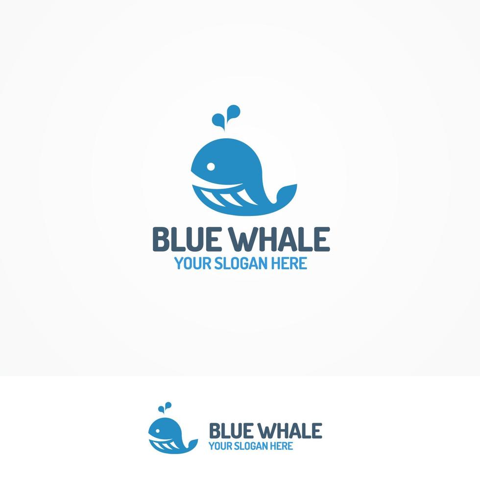 Blue whale logo set flat color style vector