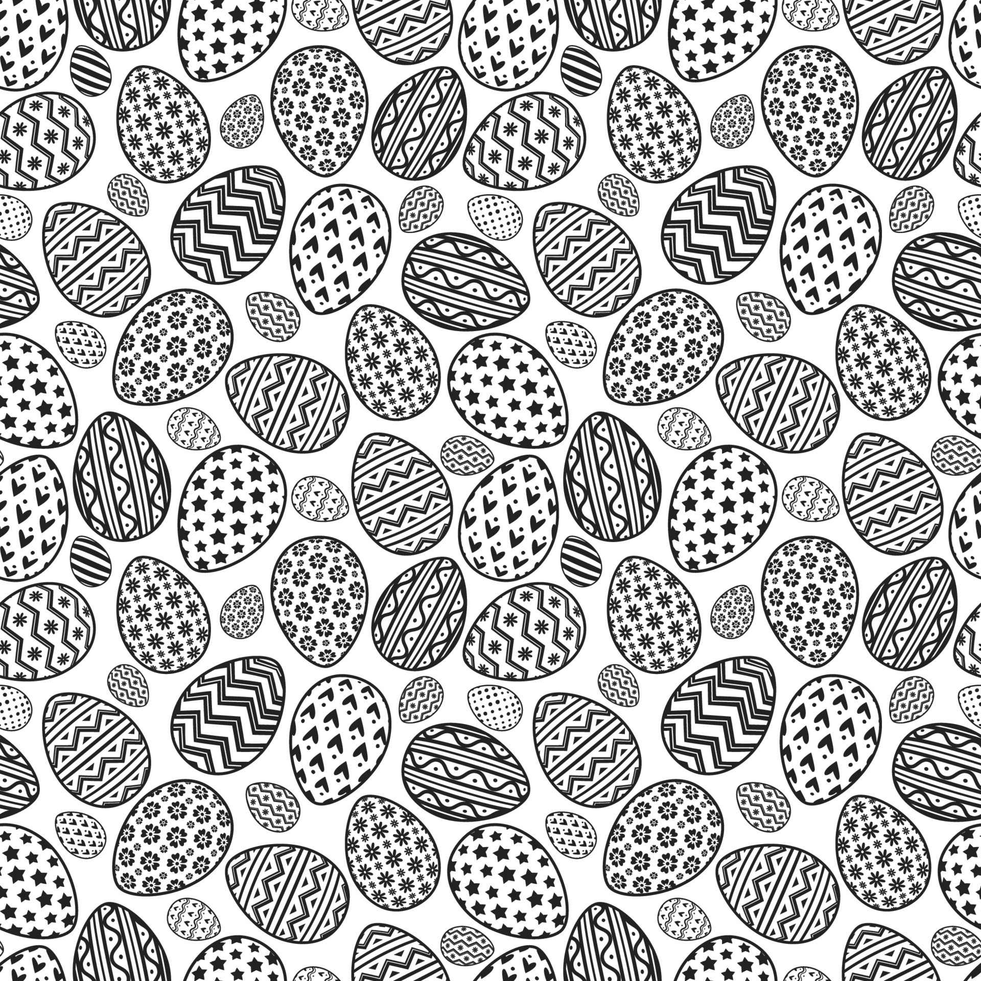 Happy easter eggs pattern black line style with different pattern for
