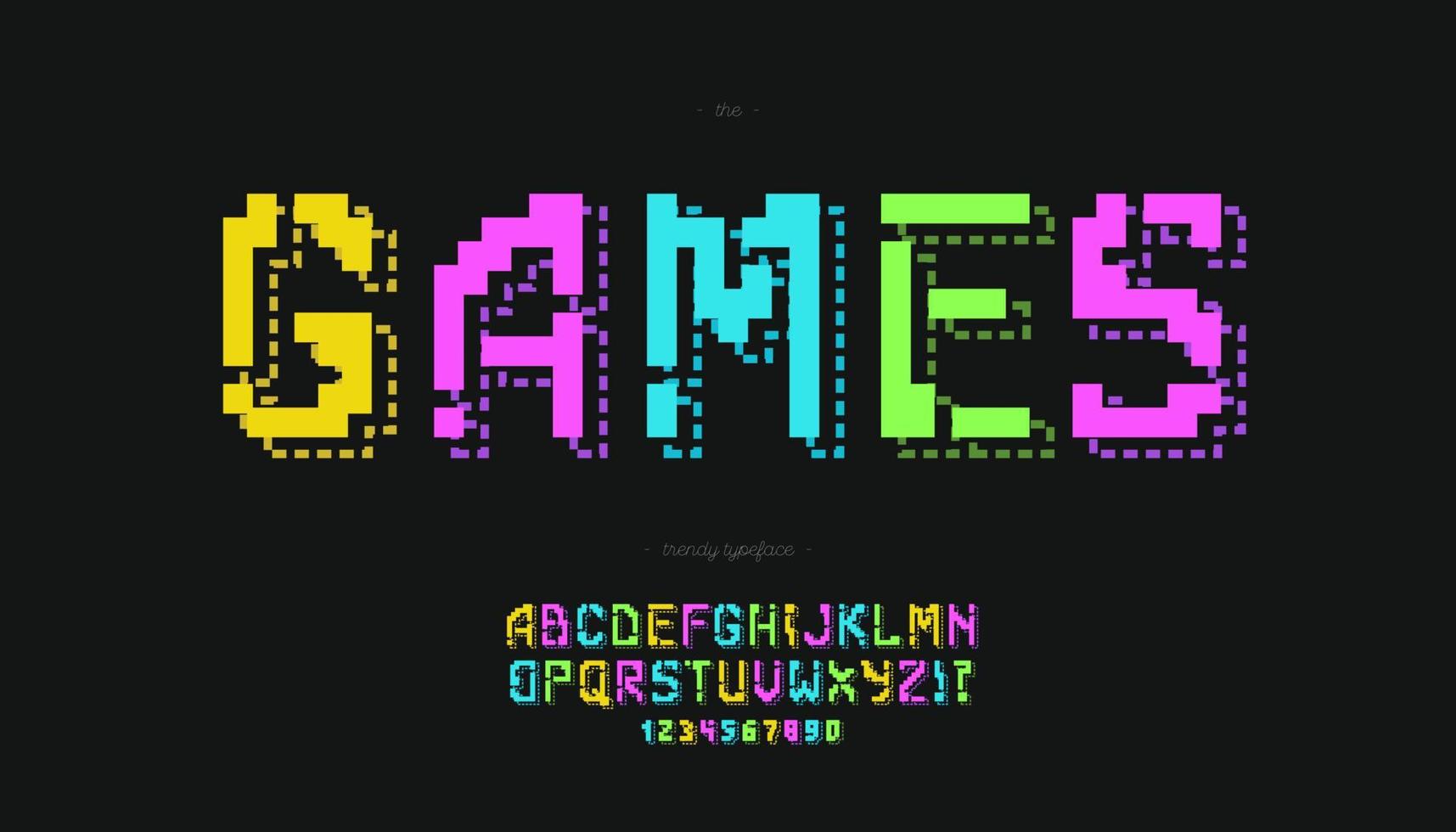 Games vector font 3d bold colorful style