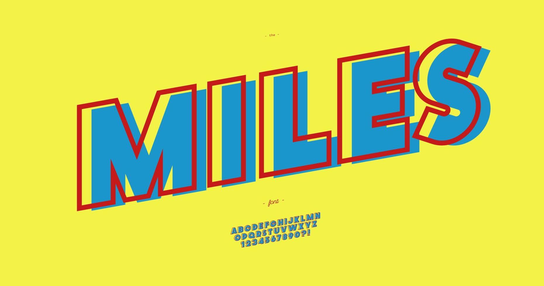Vector miles font bold color style