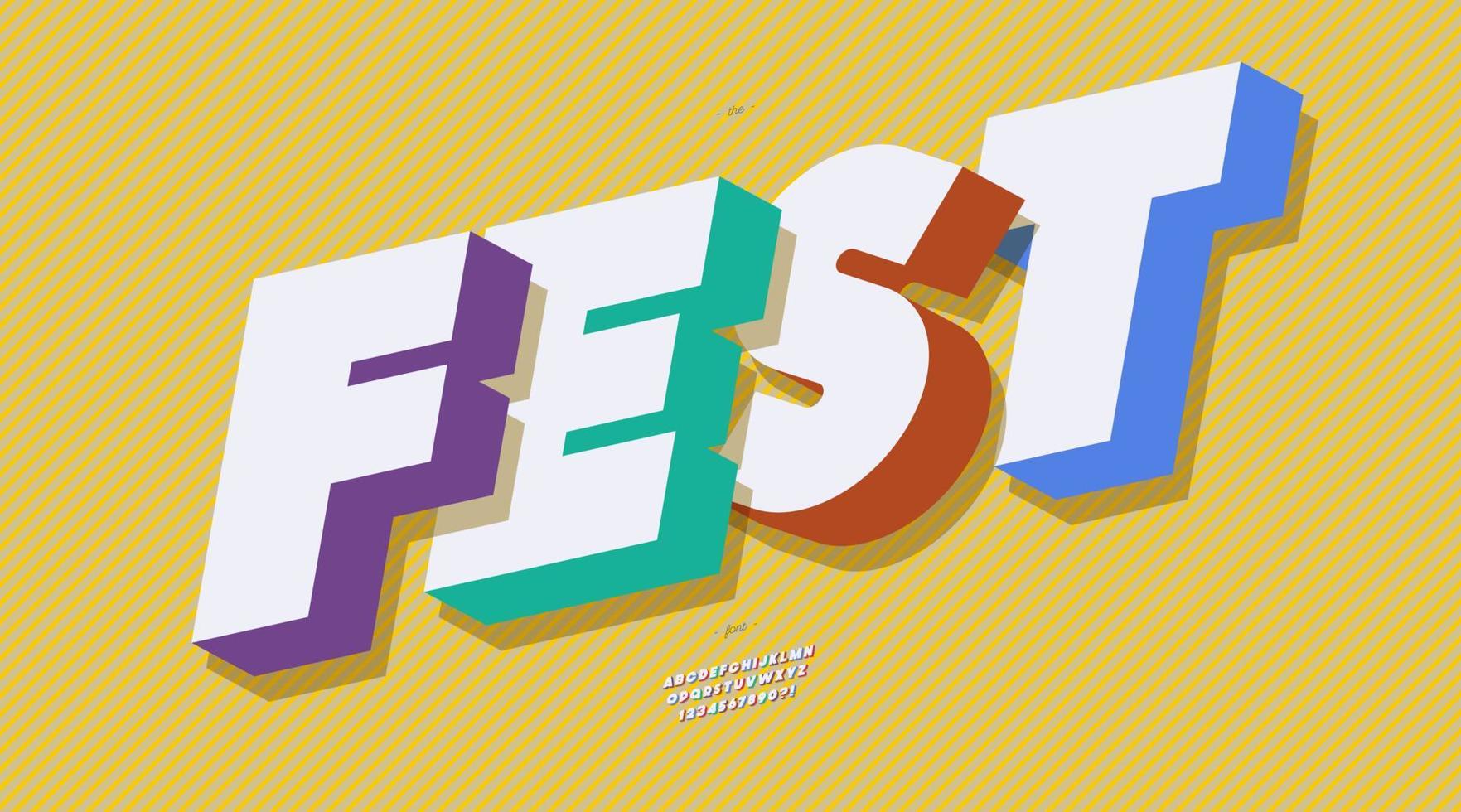 Vector fest font slanted bold style