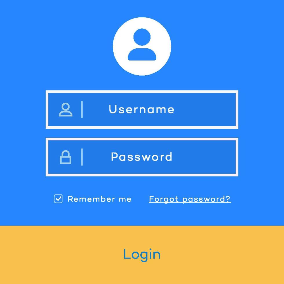 Vector login form page template flat style for app development