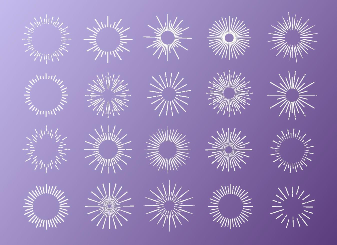 Sunburst set white color isolated on background for logo vector