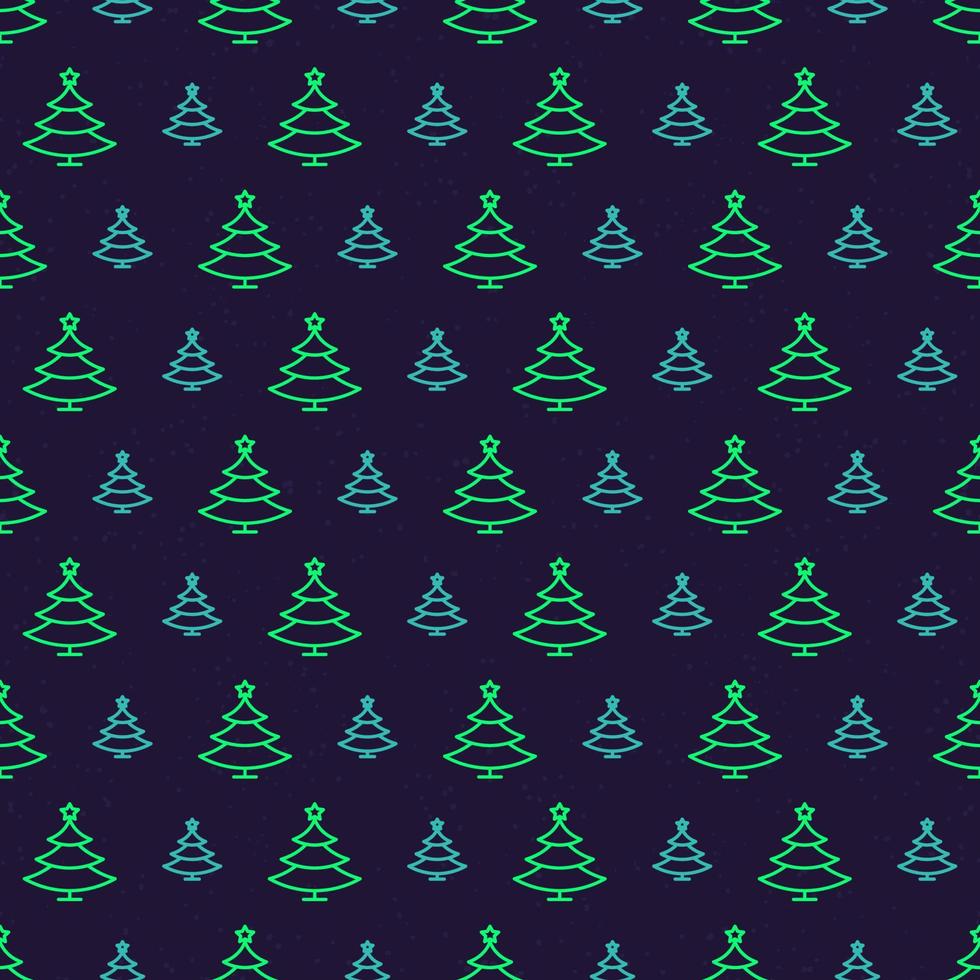 Christmas tree seamless pattern neon style on black background for product promotion vector