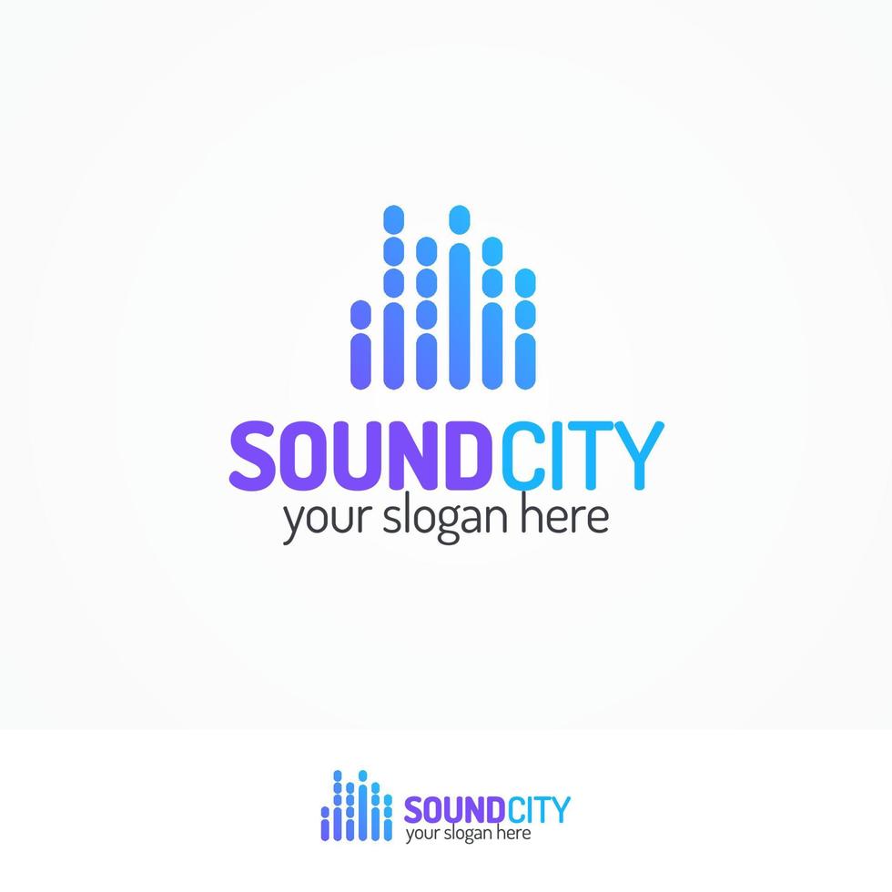 el logotipo de la ciudad de sonido establece un estilo de color moderno vector