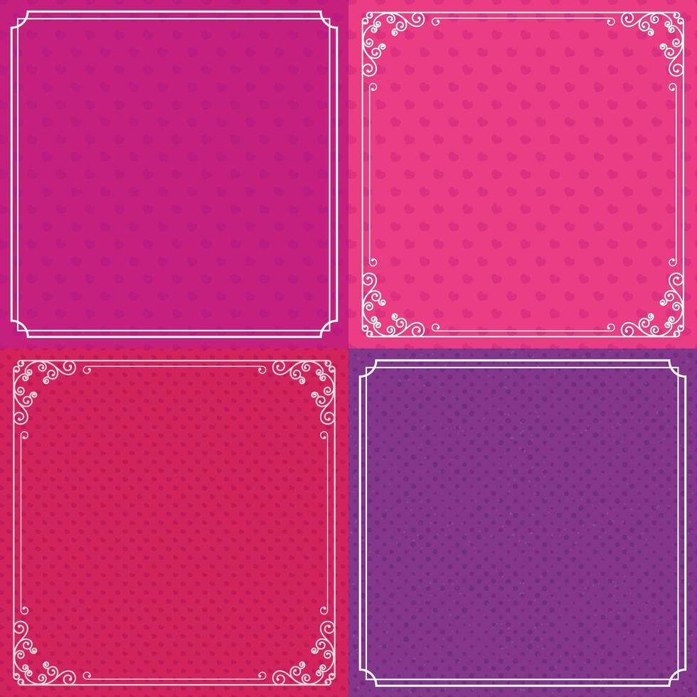 Template set different color lovely background and frame use for Happy Valentines day and other holidays. Decoration element. Vector Illustration