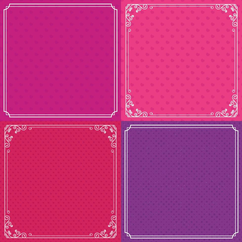 Template set different color lovely background and frame use for Happy Valentines day and other holidays. Decoration element. Vector Illustration