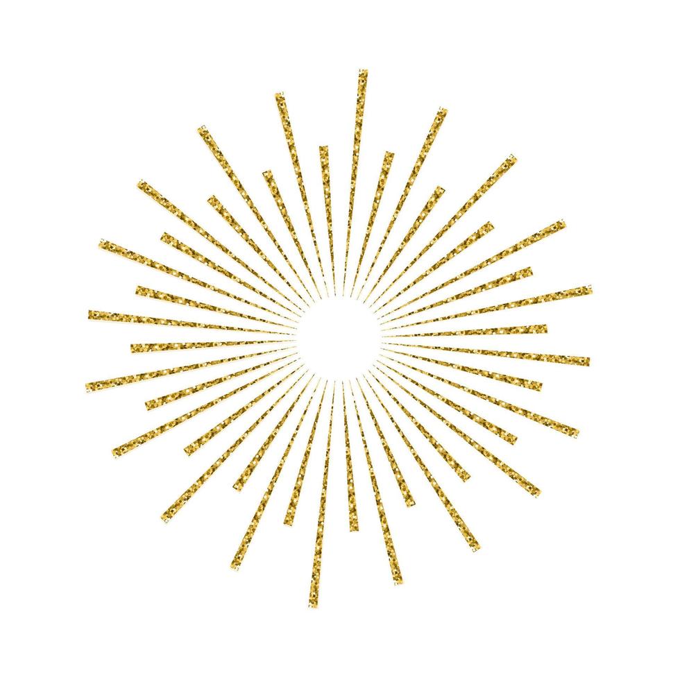 Sunburst gold glitter effect isolated on white background. Light starburst design element use for logo, labels and badges. Vector Illustration