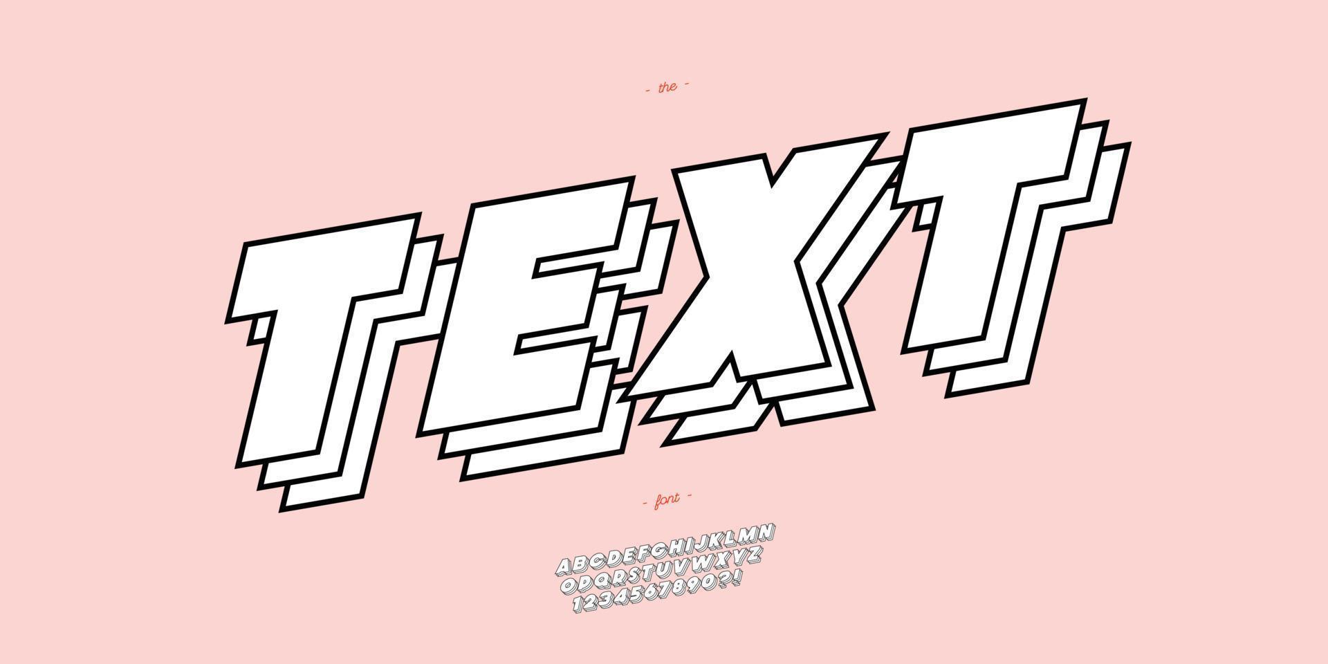 fuente de texto vectorial tipografía de moda de estilo negrita 3d vector